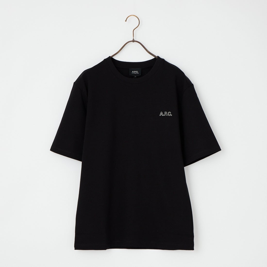 A.P.C. [アー・ペー・セー] アウトラインロゴ刺繍Tシャツ [T-SHIRT-NEW-OUTLINE] 99 NOIR