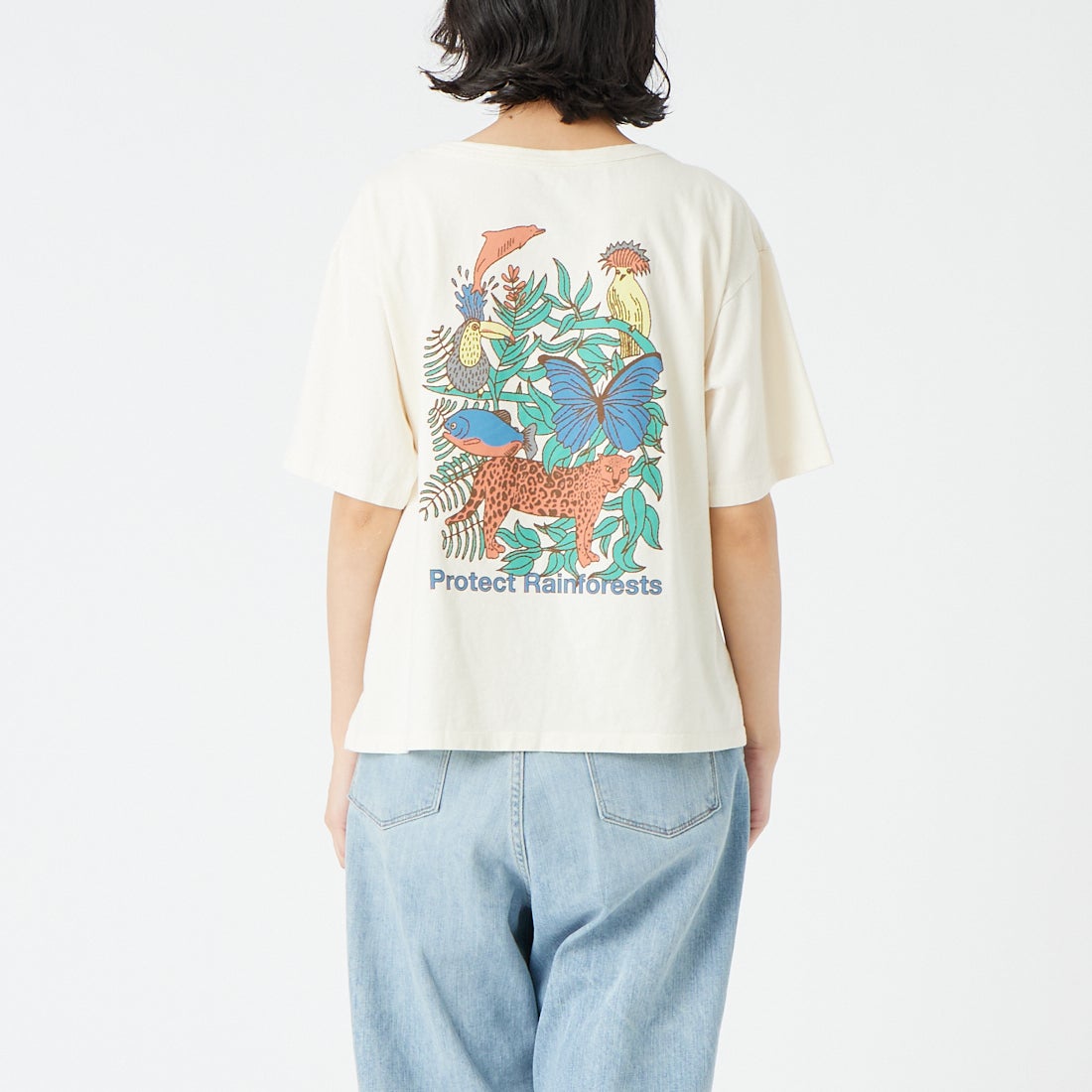 patagonia [パタゴニア] ウィメンズ プロテクト レインフォレスツ イージーカットTシャツ [37867] UDNL &&モデル身長：162cm 着用サイズ：S&&