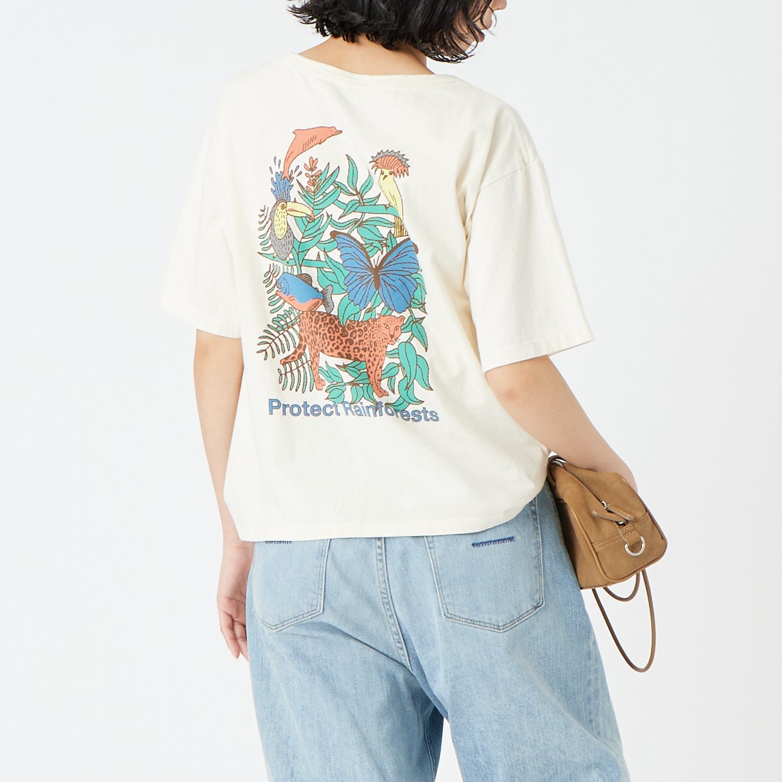 patagonia [パタゴニア] ウィメンズ プロテクト レインフォレスツ イージーカットTシャツ [37867] UDNL &&モデル身長：162cm 着用サイズ：S&&