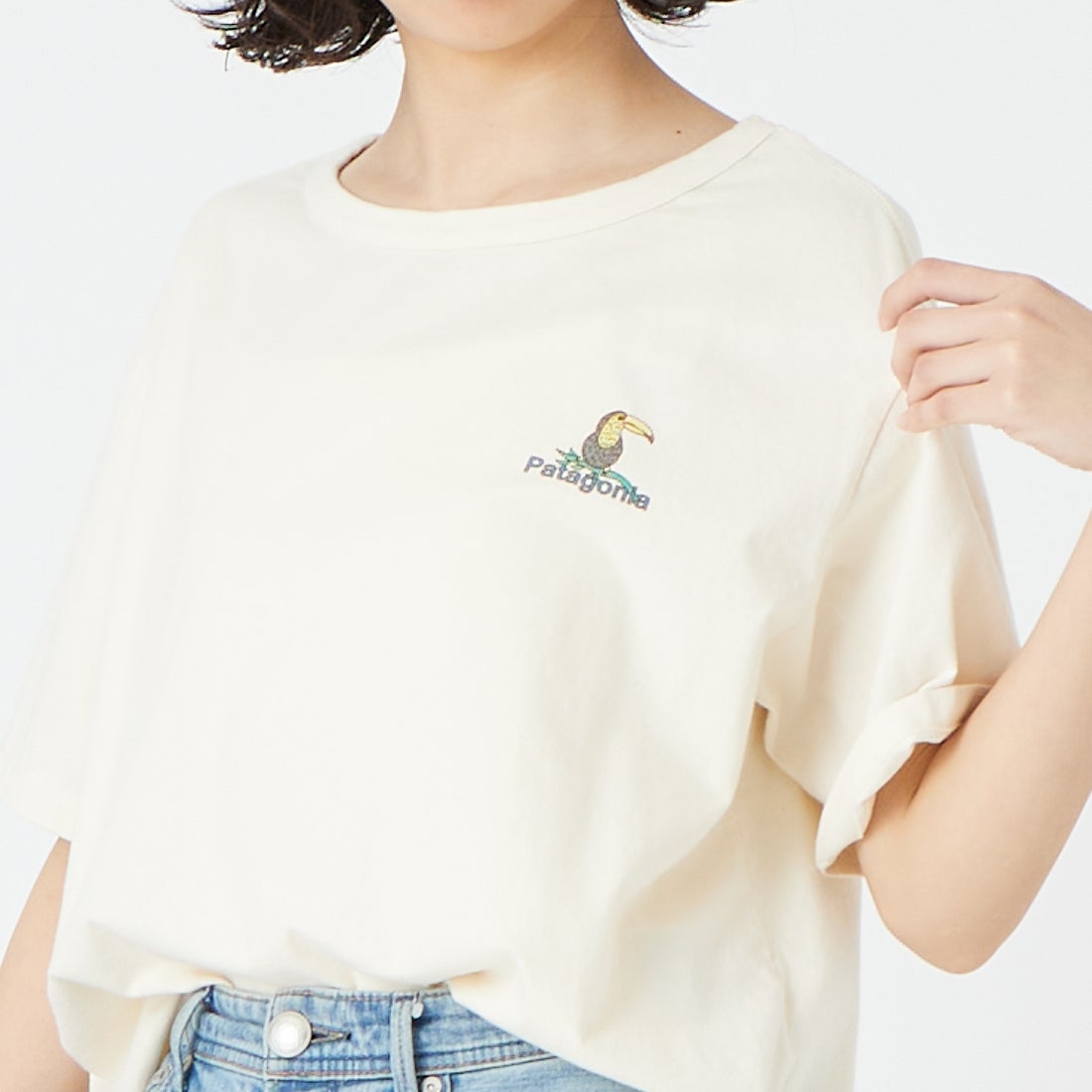 patagonia [パタゴニア] ウィメンズ プロテクト レインフォレスツ イージーカットTシャツ [37867] UDNL &&モデル身長：162cm 着用サイズ：S&&