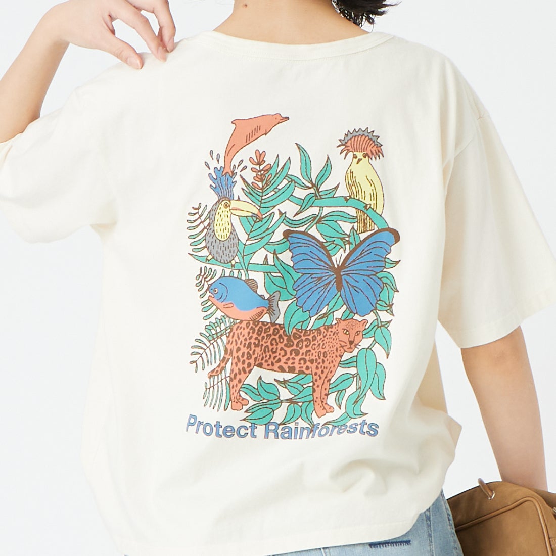 patagonia [パタゴニア] ウィメンズ プロテクト レインフォレスツ イージーカットTシャツ [37867] UDNL &&モデル身長：162cm 着用サイズ：S&&