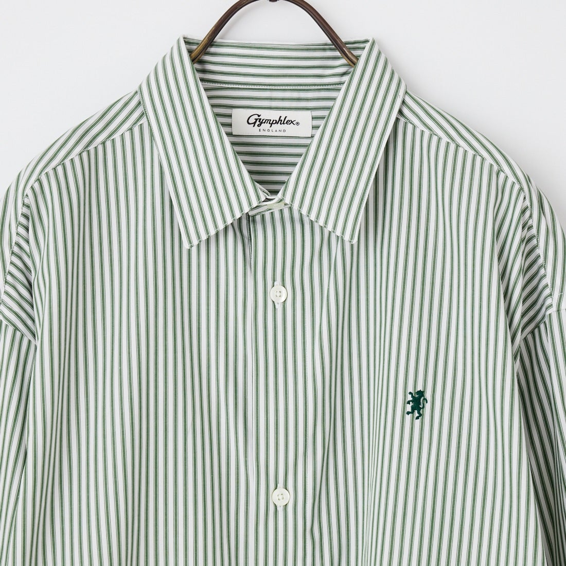 Gymphlex [ジムフレックス] ロングスリーブ ショートシャツ [GY-B0460MTS] GRN/WH ST