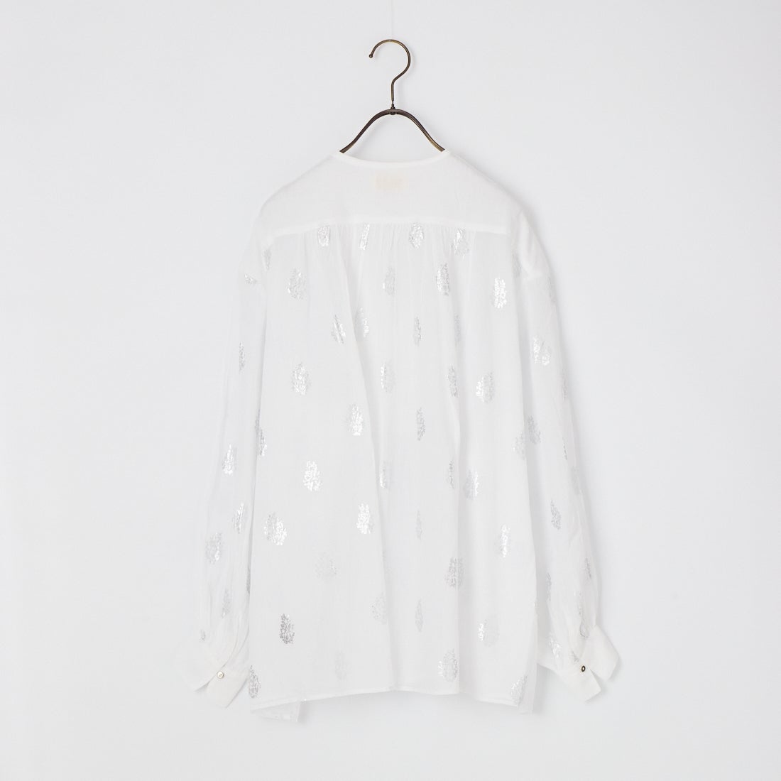 ne Quittez pas [ヌキテパ] フラワー箔プリント ギャザーブラウス [010100CM1] 01 WHITE