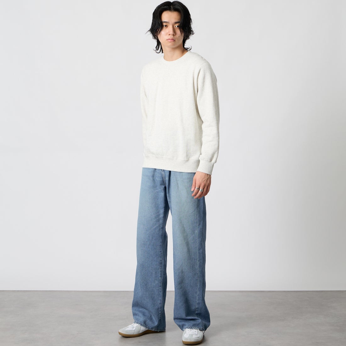 Japan Blue Jeans. [ジャパンブルージーンズ] ライトワイドジーンズ 9オンス [JMJA0300] M01 &&モデル身長：177cm 着用サイズ：30&&