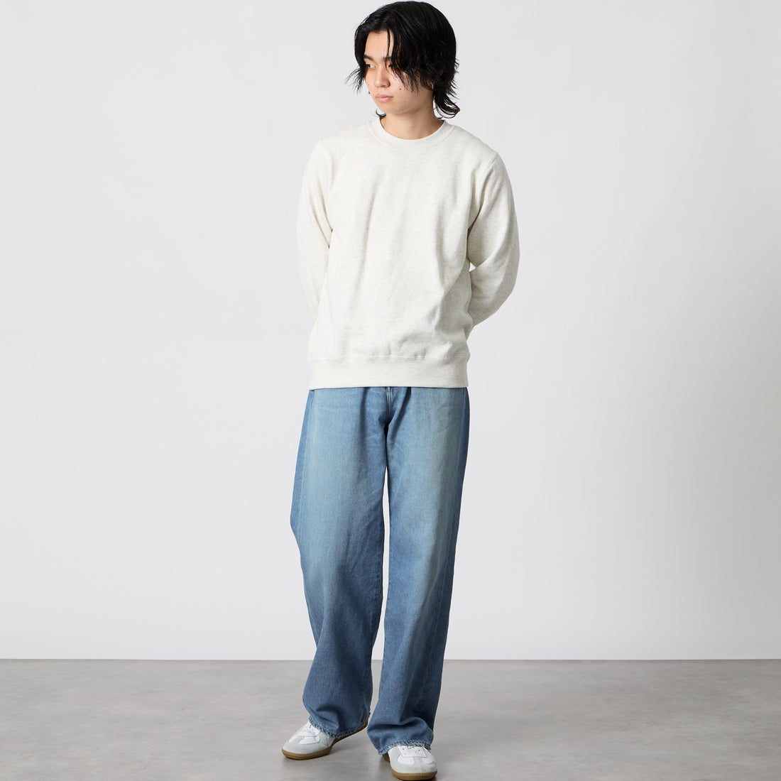 Japan Blue Jeans. [ジャパンブルージーンズ] ライトワイドジーンズ 9オンス [JMJA0300] M01 &&モデル身長：177cm 着用サイズ：30&&