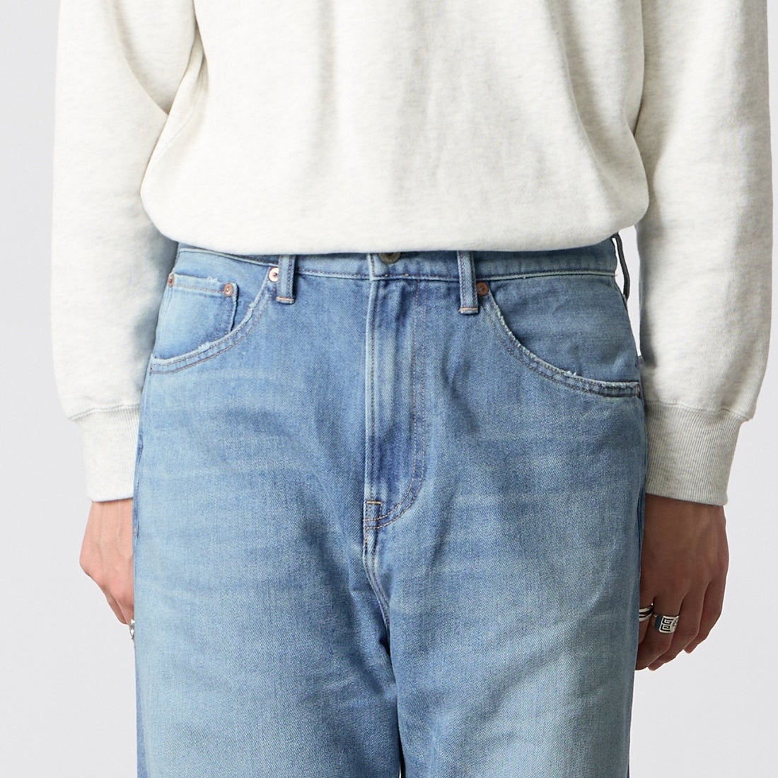 Japan Blue Jeans. [ジャパンブルージーンズ] ライトワイドジーンズ 9オンス [JMJA0300] M01 &&モデル身長：177cm 着用サイズ：30&&