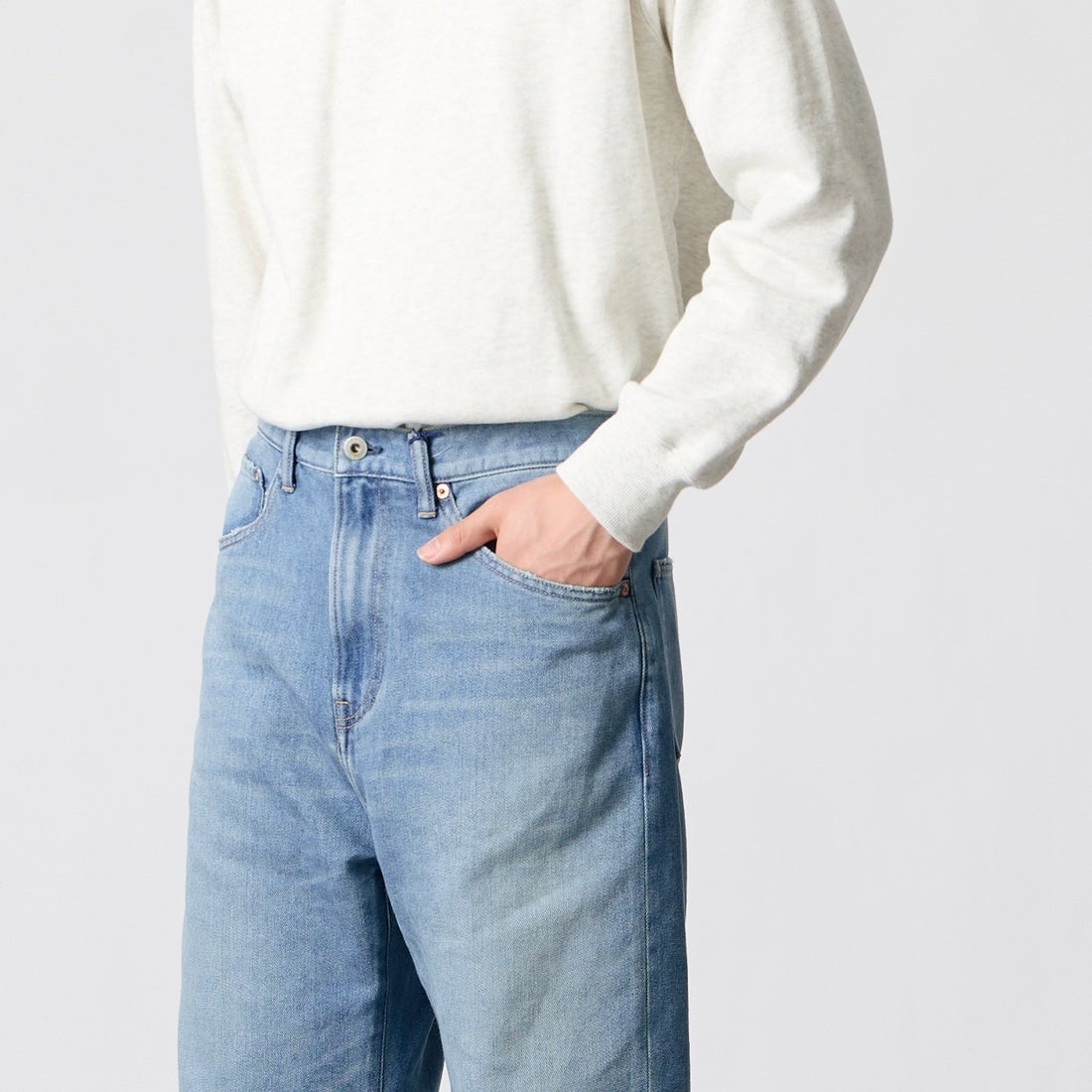 Japan Blue Jeans. [ジャパンブルージーンズ] ライトワイドジーンズ 9オンス [JMJA0300] M01 &&モデル身長：177cm 着用サイズ：30&&