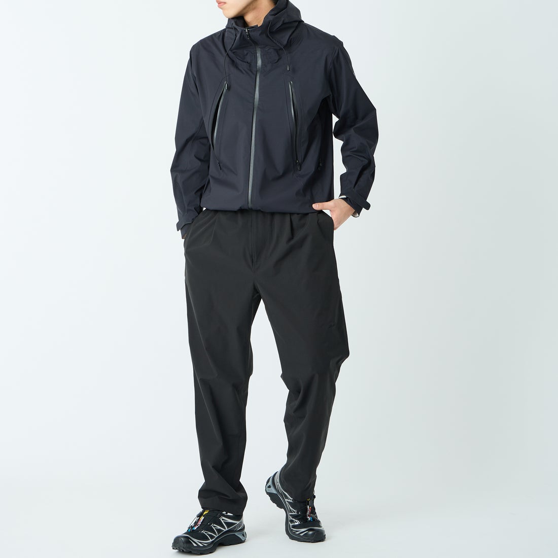 MIZUNO [ミズノ] 別注 4WAYストレッチ イージーパンツ [D2JFDW01-JF] BLACK &&モデル身長：179cm 着用サイズ：L&&