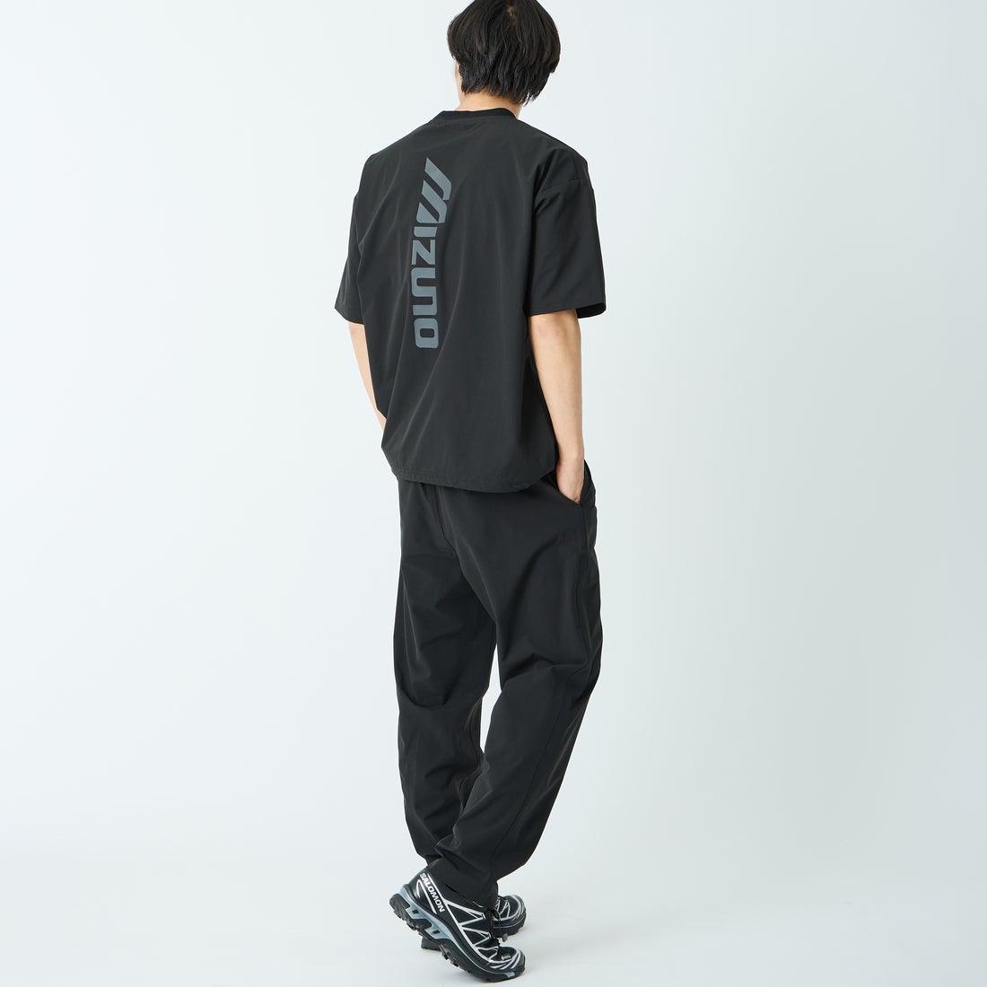 MIZUNO [ミズノ] 別注 4WAYストレッチ イージーパンツ [D2JFDW01-JF] BLACK &&モデル身長：179cm 着用サイズ：L&&