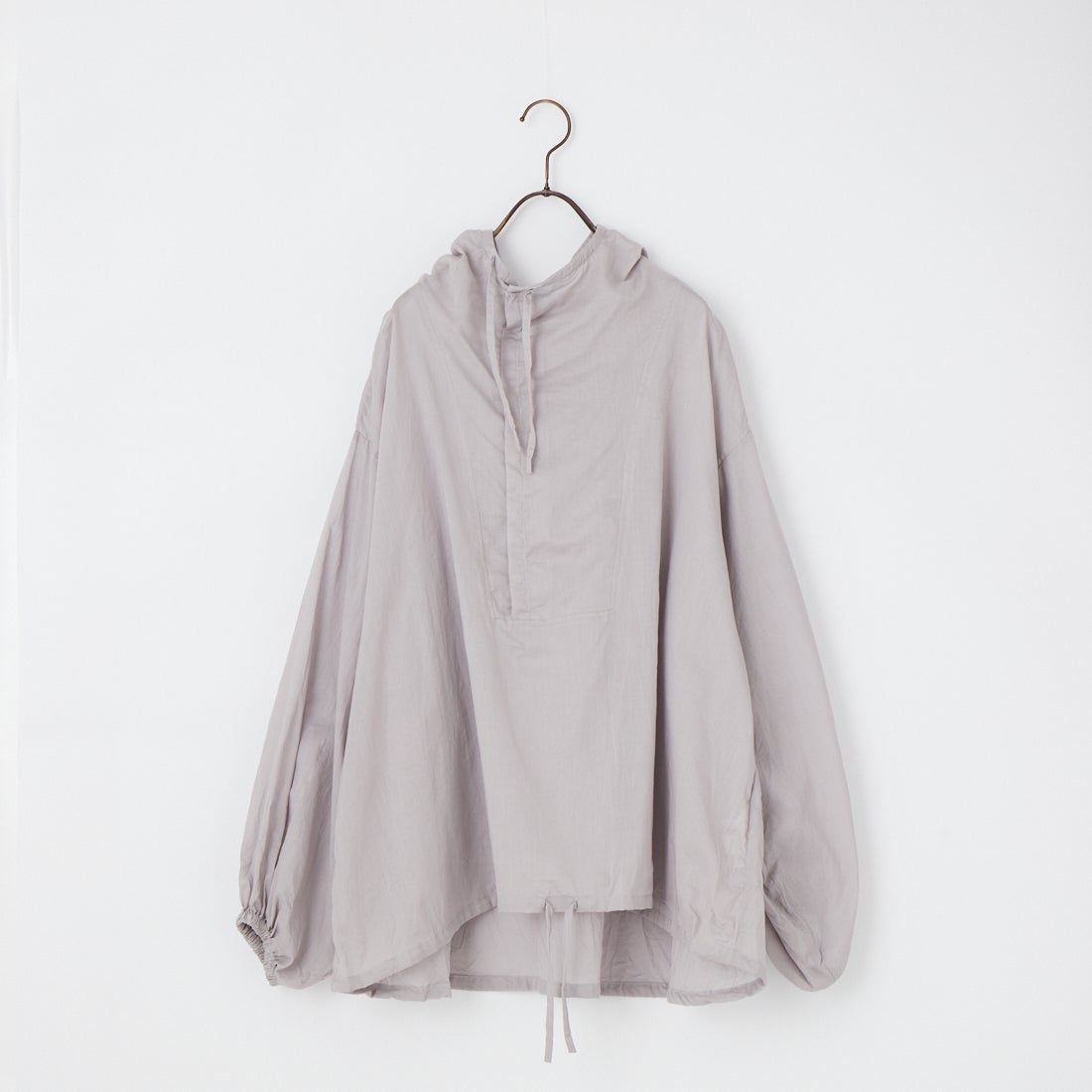 mizuiro ind [ミズイロインド] 別注 フード付き ワイドシルエット プルオーバーシャツ [50068-JF] GRAY