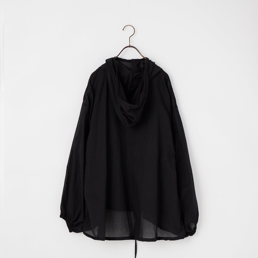 mizuiro ind [ミズイロインド] 別注 フード付き ワイドシルエット プルオーバーシャツ [50068-JF] BLACK