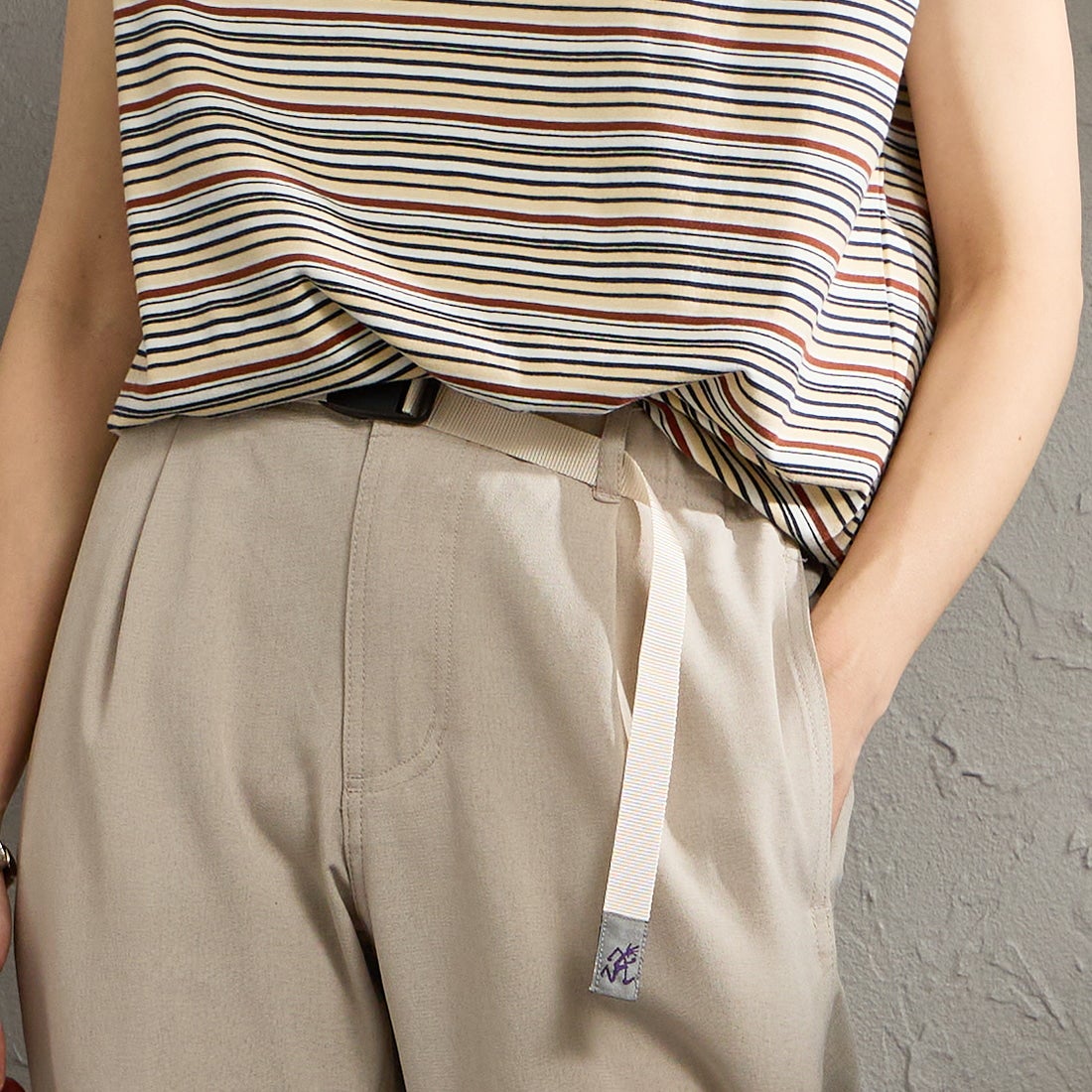 GRAMiCCi [グラミチ] 別注 リネンライク エブリデイパンツ [GUP6-S2016-JF] BEIGE &&モデル身長：158cm 着用サイズ：S&&