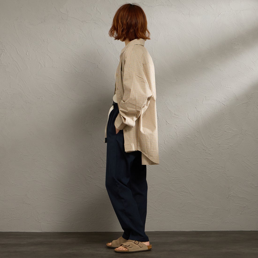 GRAMiCCi [グラミチ] 別注 リネンライク エブリデイパンツ [GUP6-S2016-JF] NAVY &&モデル身長：158cm 着用サイズ：S&&