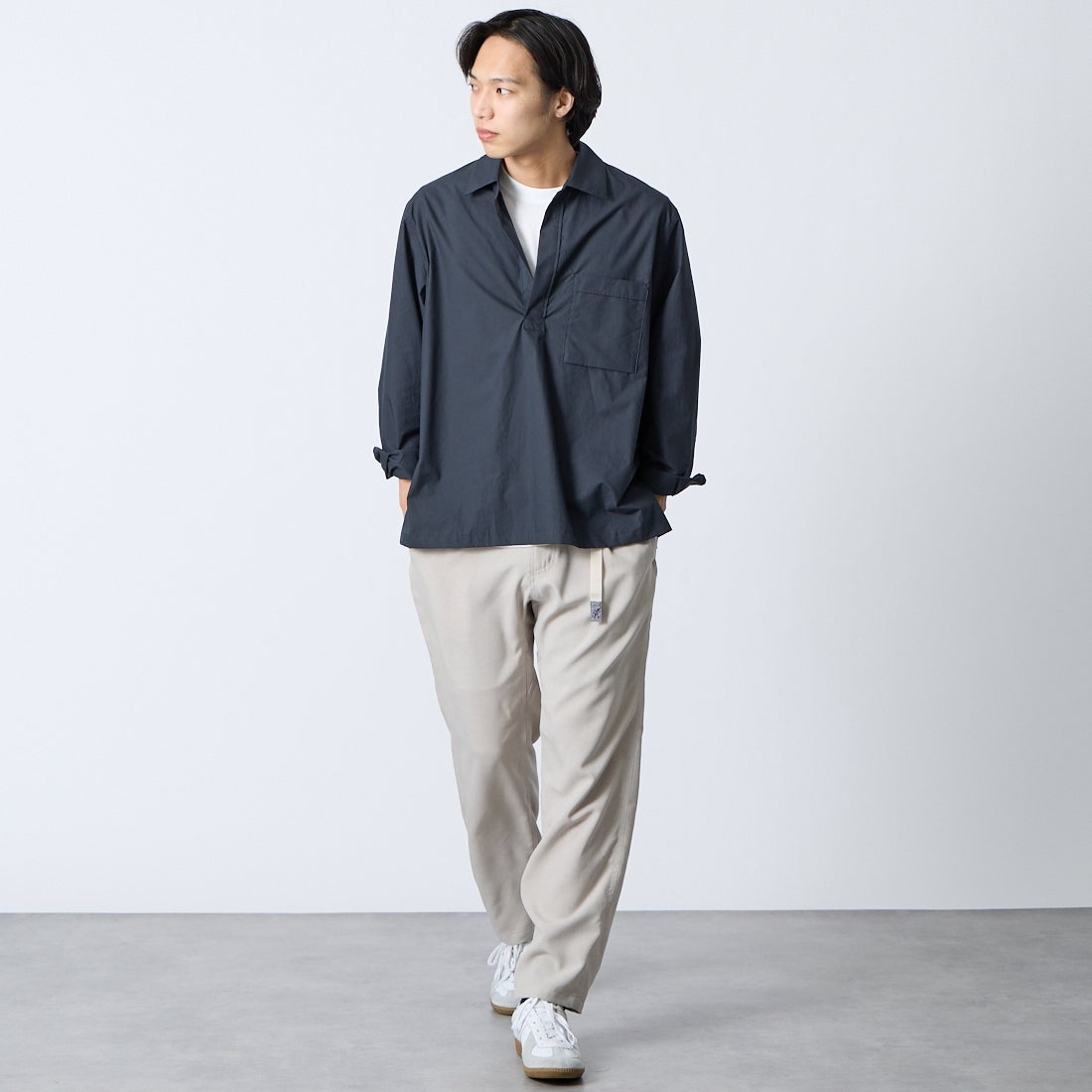 GRAMiCCi [グラミチ] 別注 リネンライク エブリデイパンツ [GUP6-S2016-JF] BEIGE &&モデル身長：179cm 着用サイズ：L&&