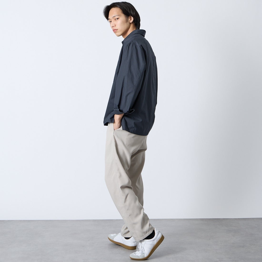 GRAMiCCi [グラミチ] 別注 リネンライク エブリデイパンツ [GUP6-S2016-JF] BEIGE &&モデル身長：179cm 着用サイズ：L&&