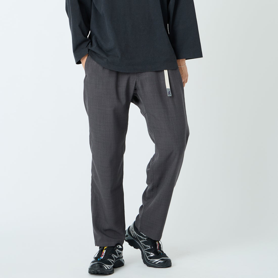 GRAMiCCi [グラミチ] 別注 リネンライク エブリデイパンツ [GUP6-S2016-JF] CHARCOAL &&モデル身長：179cm 着用サイズ：L&&