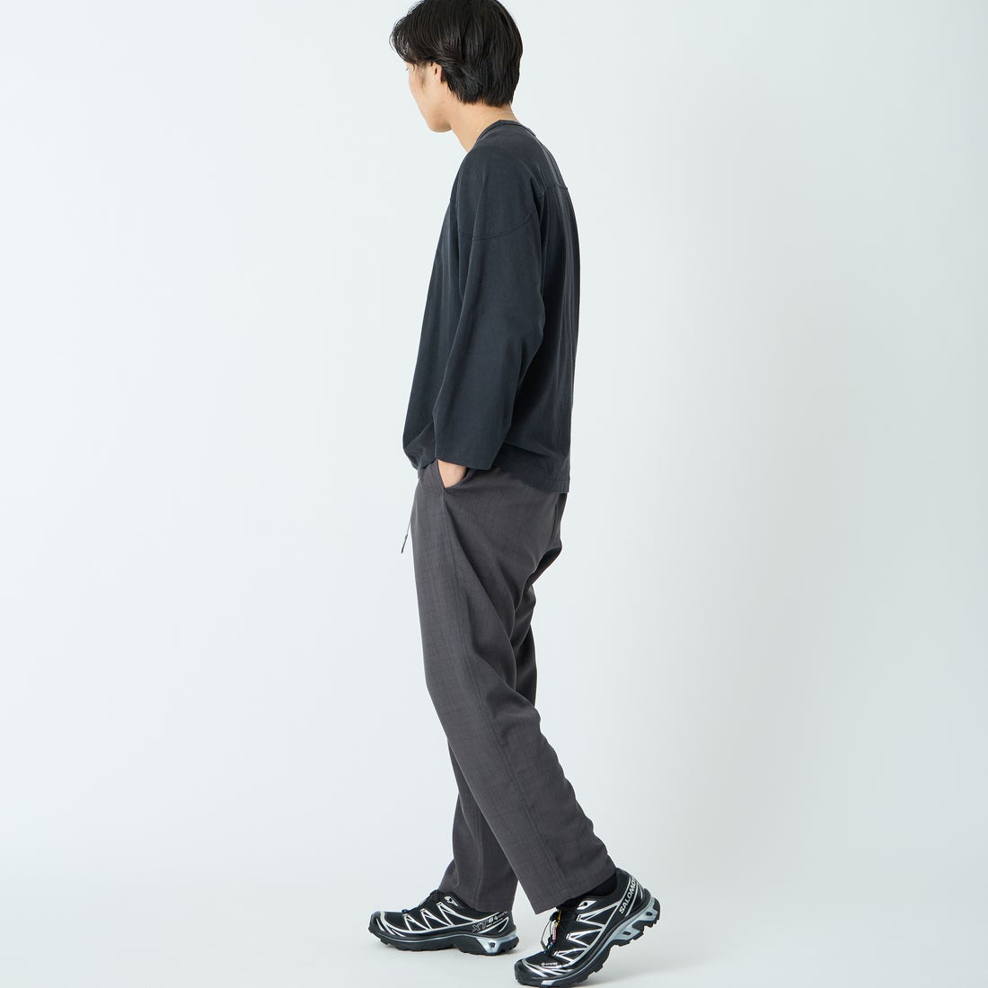 GRAMiCCi [グラミチ] 別注 リネンライク エブリデイパンツ [GUP6-S2016-JF] CHARCOAL &&モデル身長：179cm 着用サイズ：L&&