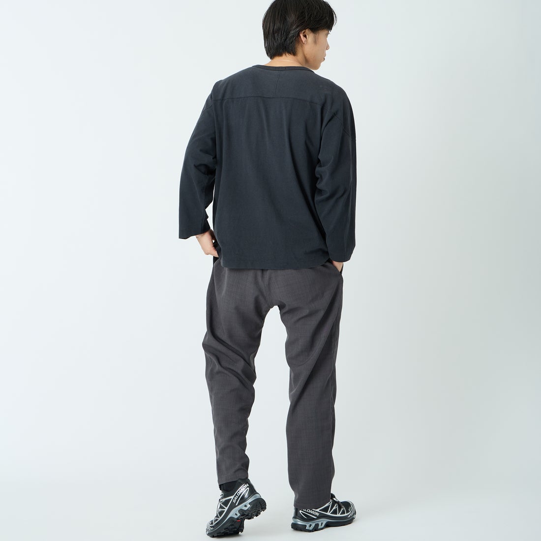 GRAMiCCi [グラミチ] 別注 リネンライク エブリデイパンツ [GUP6-S2016-JF] CHARCOAL &&モデル身長：179cm 着用サイズ：L&&