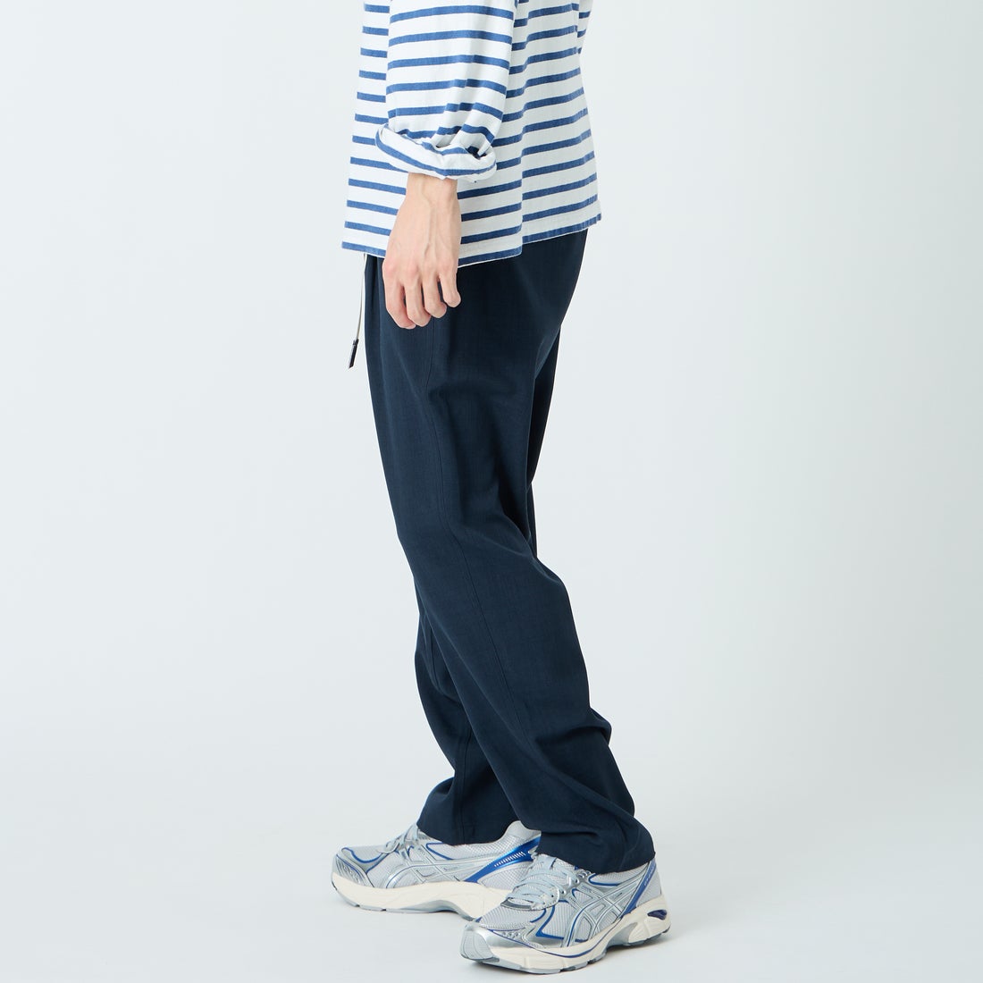 GRAMiCCi [グラミチ] 別注 リネンライク エブリデイパンツ [GUP6-S2016-JF] NAVY &&モデル身長：168cm 着用サイズ：L&&