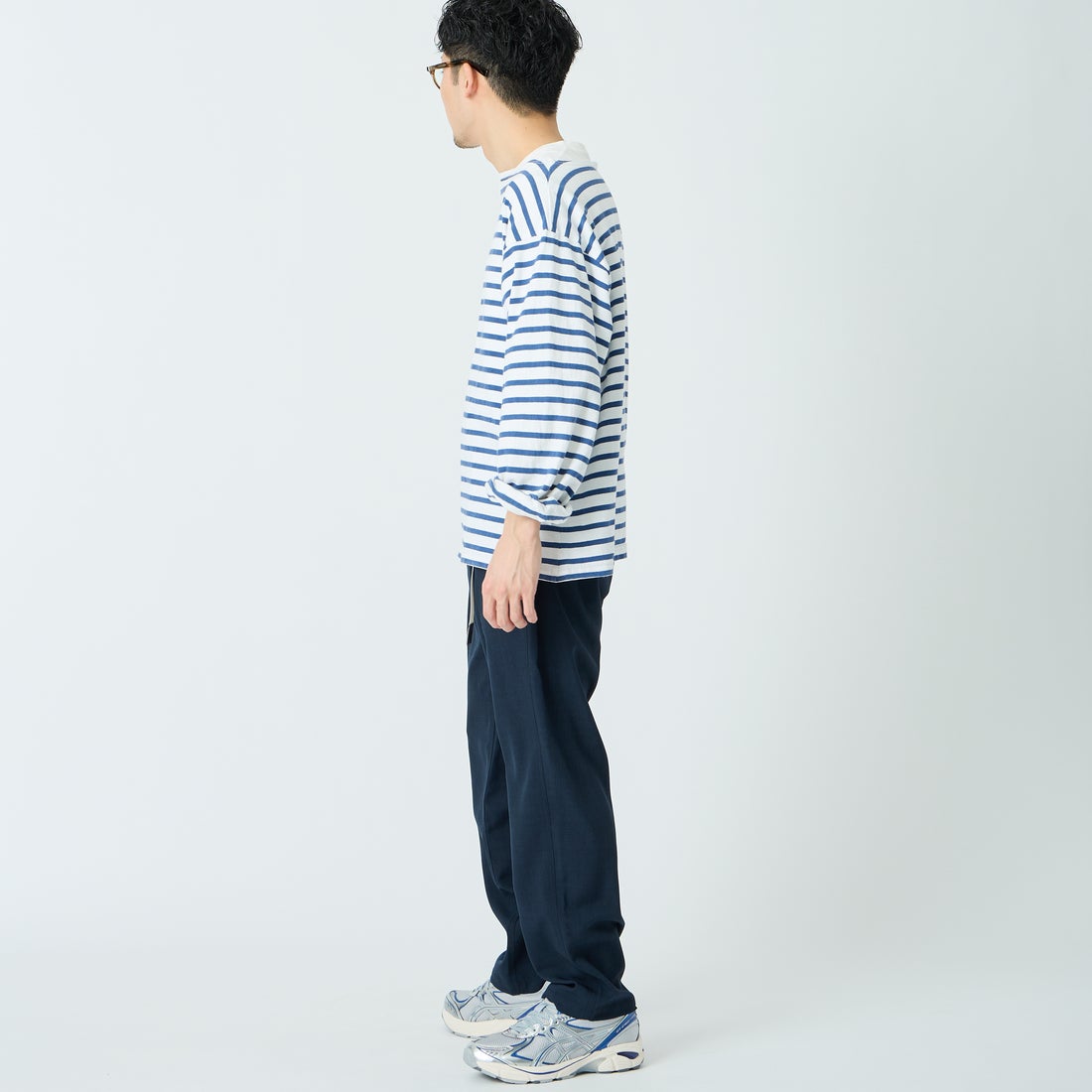 GRAMiCCi [グラミチ] 別注 リネンライク エブリデイパンツ [GUP6-S2016-JF] NAVY &&モデル身長：168cm 着用サイズ：L&&