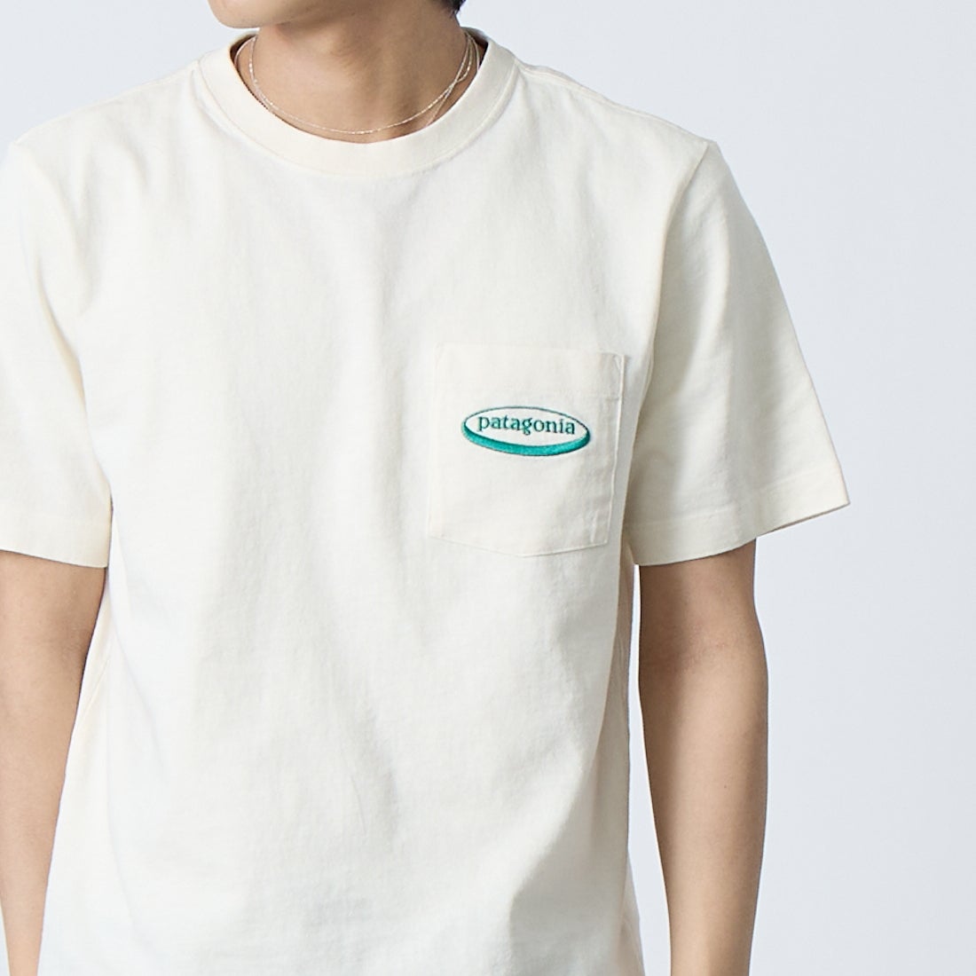 patagonia [パタゴニア] メンズ ミッドウェイト '95 オーバルロゴポケットティー [37880] UDNL &&モデル身長：179cm 着用サイズ：M&&