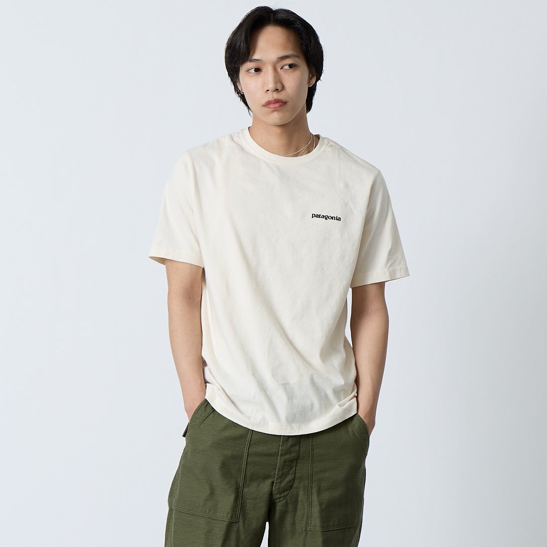 patagonia [パタゴニア] メンズ フィッツロイトラウトTシャツ [37846] UDNL &&モデル身長：179cm 着用サイズ：S&&