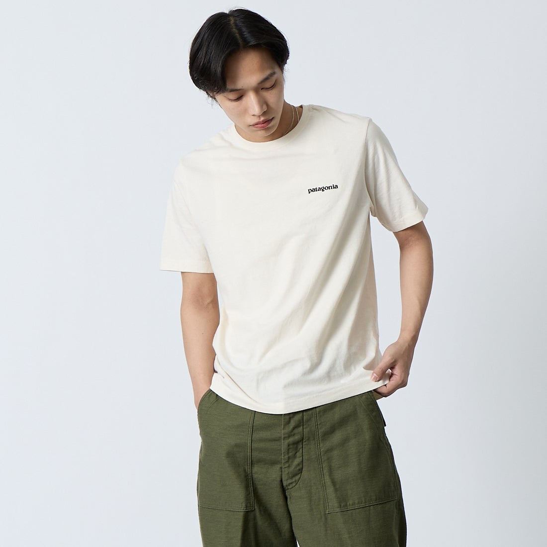 patagonia [パタゴニア] メンズ フィッツロイトラウトTシャツ [37846] UDNL &&モデル身長：179cm 着用サイズ：S&&