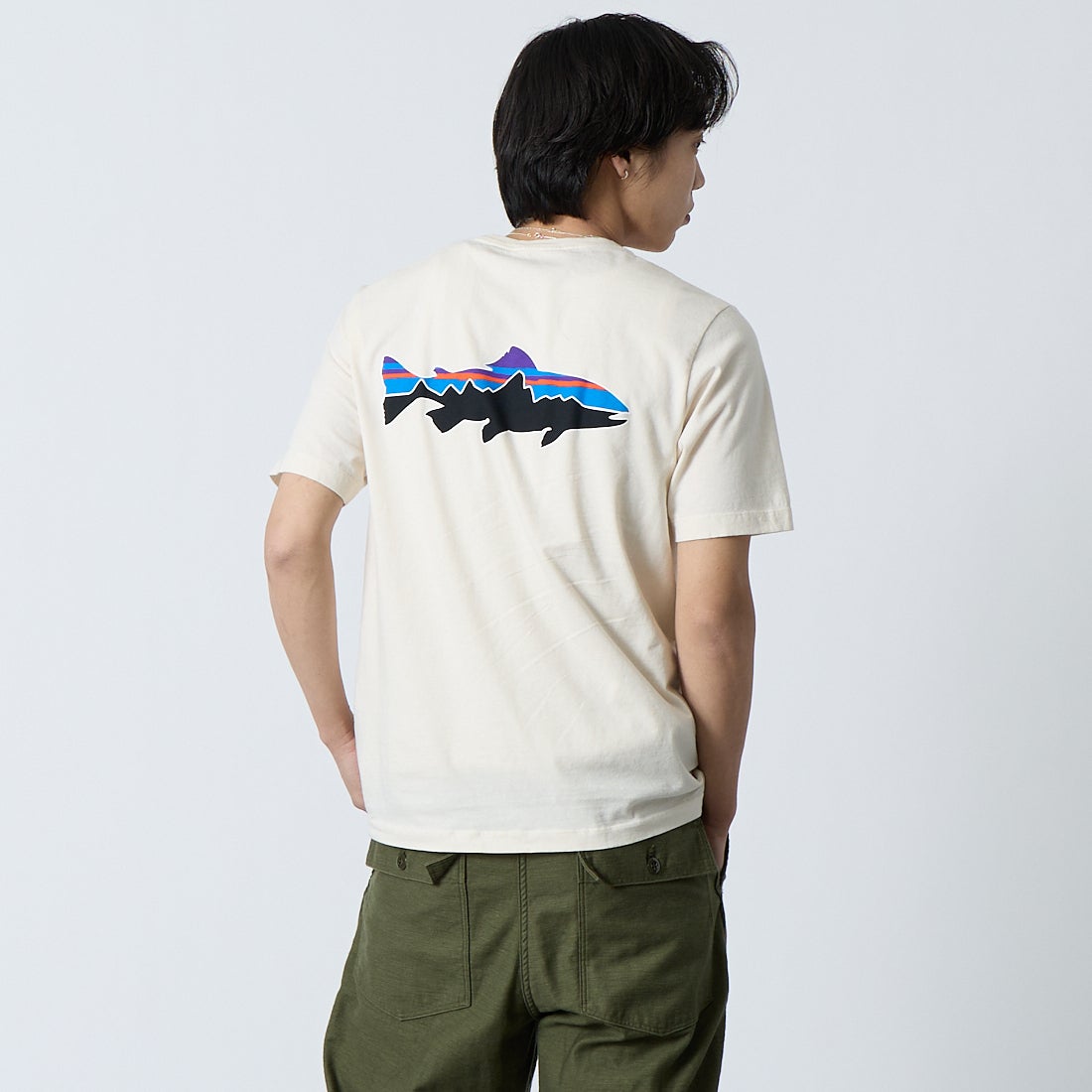 patagonia [パタゴニア] メンズ フィッツロイトラウトTシャツ [37846] UDNL &&モデル身長：179cm 着用サイズ：S&&