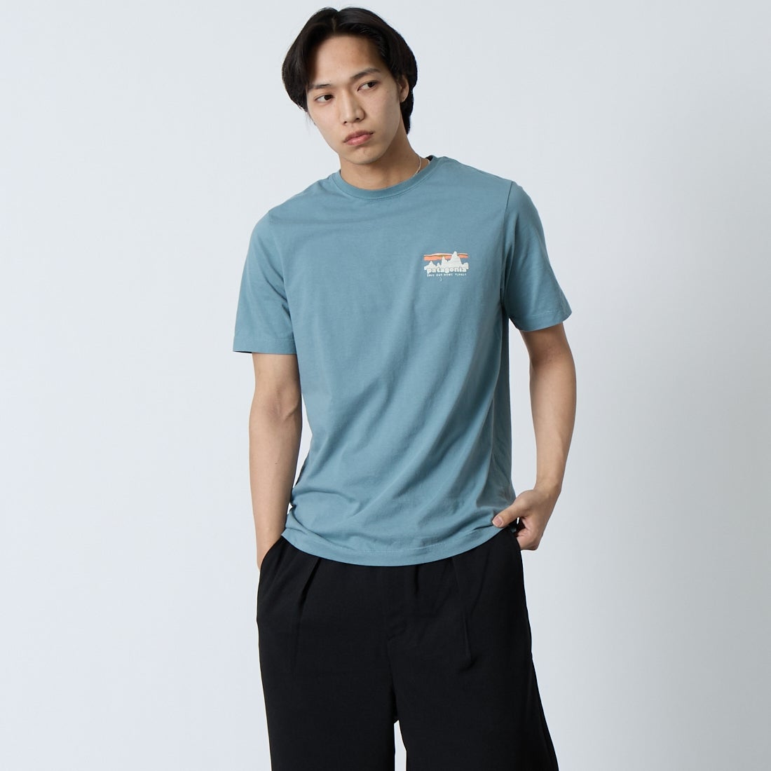 patagonia [パタゴニア] メンズ '73 スカイラインTシャツ [37841] BLSG &&モデル身長：179cm 着用サイズ：S&&