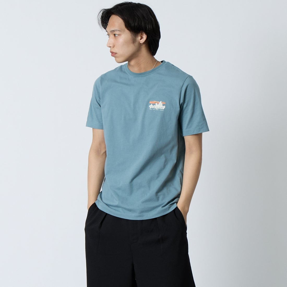 patagonia [パタゴニア] メンズ '73 スカイラインTシャツ [37841] BLSG &&モデル身長：179cm 着用サイズ：S&&