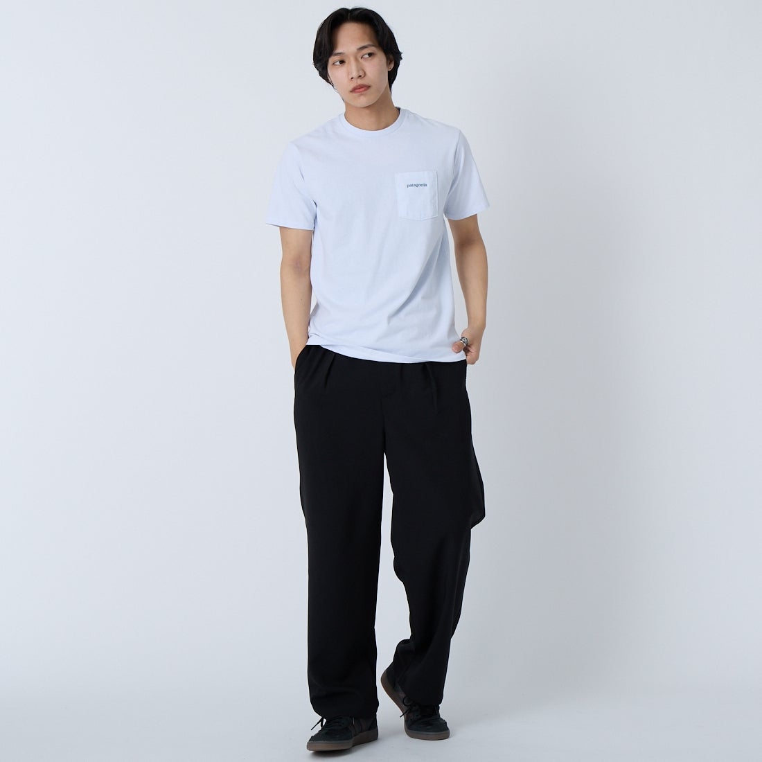 patagonia [パタゴニア] メンズ ボードショーツ ロゴ ポケット レスポンシビリティー [37655] WHI &&モデル身長：179cm 着用サイズ：S&&