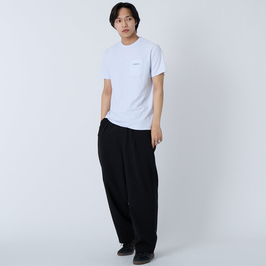 patagonia [パタゴニア] メンズ ボードショーツ ロゴ ポケット レスポンシビリティー [37655] WHI &&モデル身長：179cm 着用サイズ：S&&