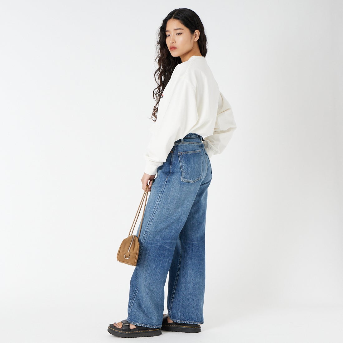 CIOTA [シオタ] ハイライズストレート5ポケットパンツ [PTLM-28HIS-PIMBL] MID BLUE