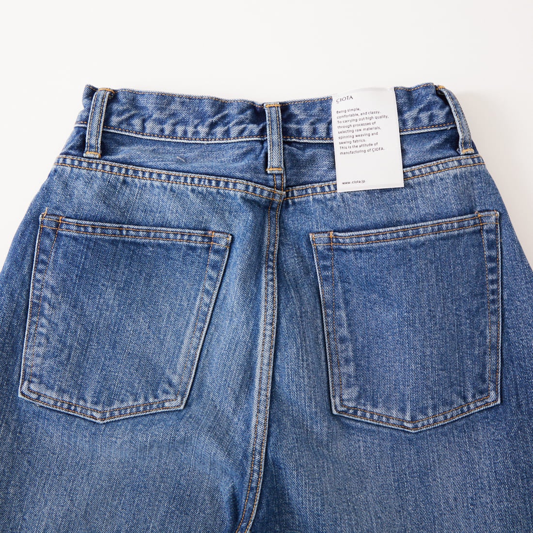 CIOTA [シオタ] ハイライズストレート5ポケットパンツ [PTLM-28HIS-PIMBL] MID BLUE