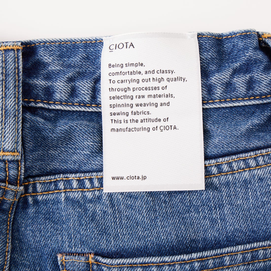 CIOTA [シオタ] ハイライズストレート5ポケットパンツ [PTLM-28HIS-PIMBL] MID BLUE