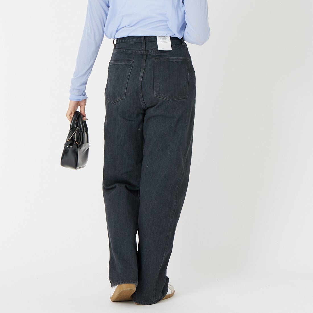 CIOTA [シオタ] ハイライズストレート5ポケットパンツ [PTLM-28HIS-MBK] MID BLACK &&モデル身長：162cm 着用サイズ：26&&