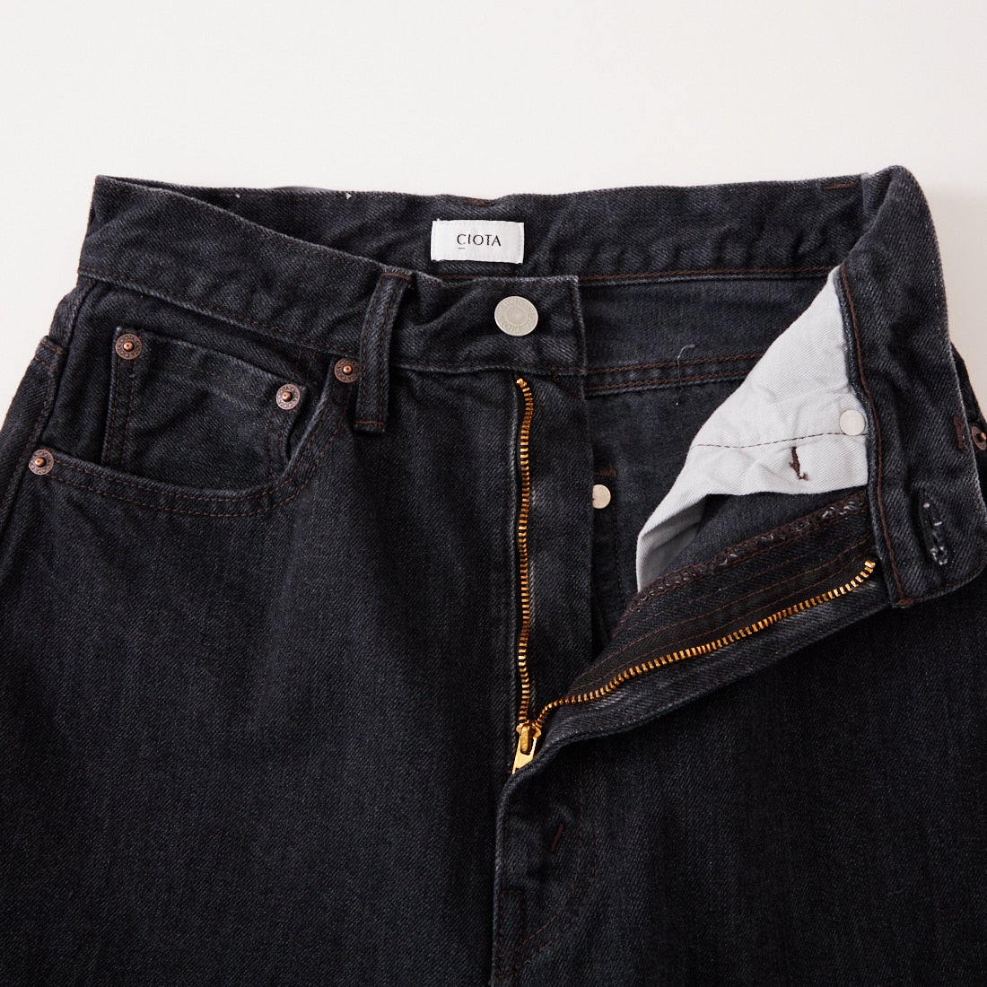 CIOTA [シオタ] ハイライズストレート5ポケットパンツ [PTLM-28HIS-MBK] MID BLACK