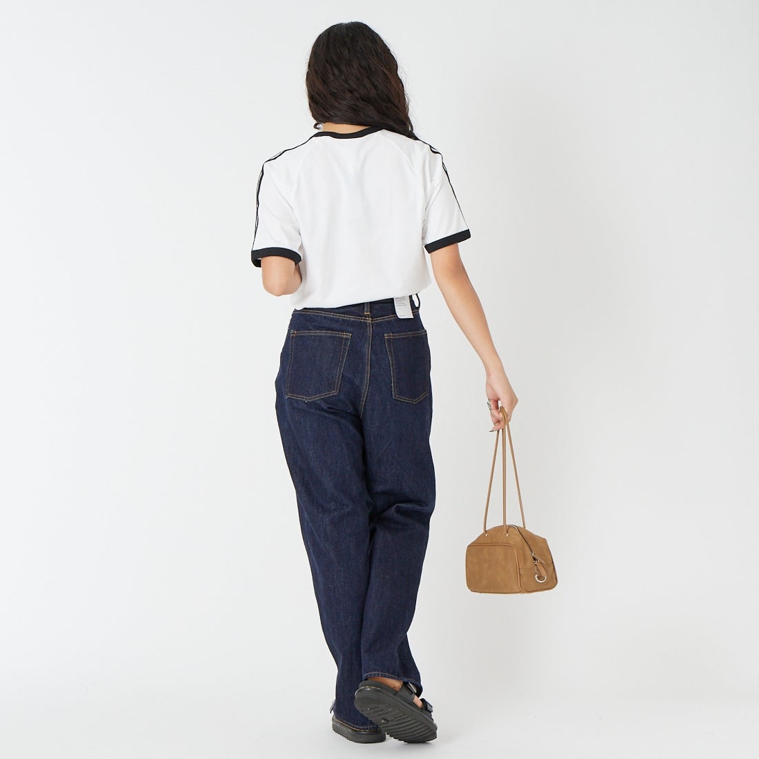 CIOTA [シオタ] ハイライズストレート5ポケットパンツ [PTLM-28HIS-PIDNW] DARK NAVY &&モデル身長：162cm 着用サイズ：26&&