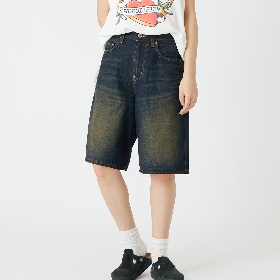LIBERTO [リベルト] 別注 ALBANY デニムショーツ [FL2509-JF] 05 &&モデル身長：162cm 着用サイズ：XS&&