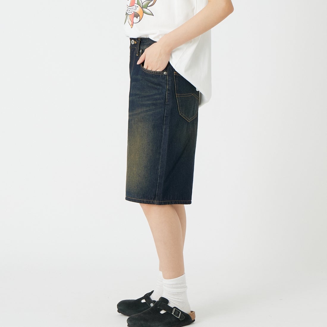 LIBERTO [リベルト] 別注 ALBANY デニムショーツ [FL2509-JF] 05 &&モデル身長：162cm 着用サイズ：XS&&