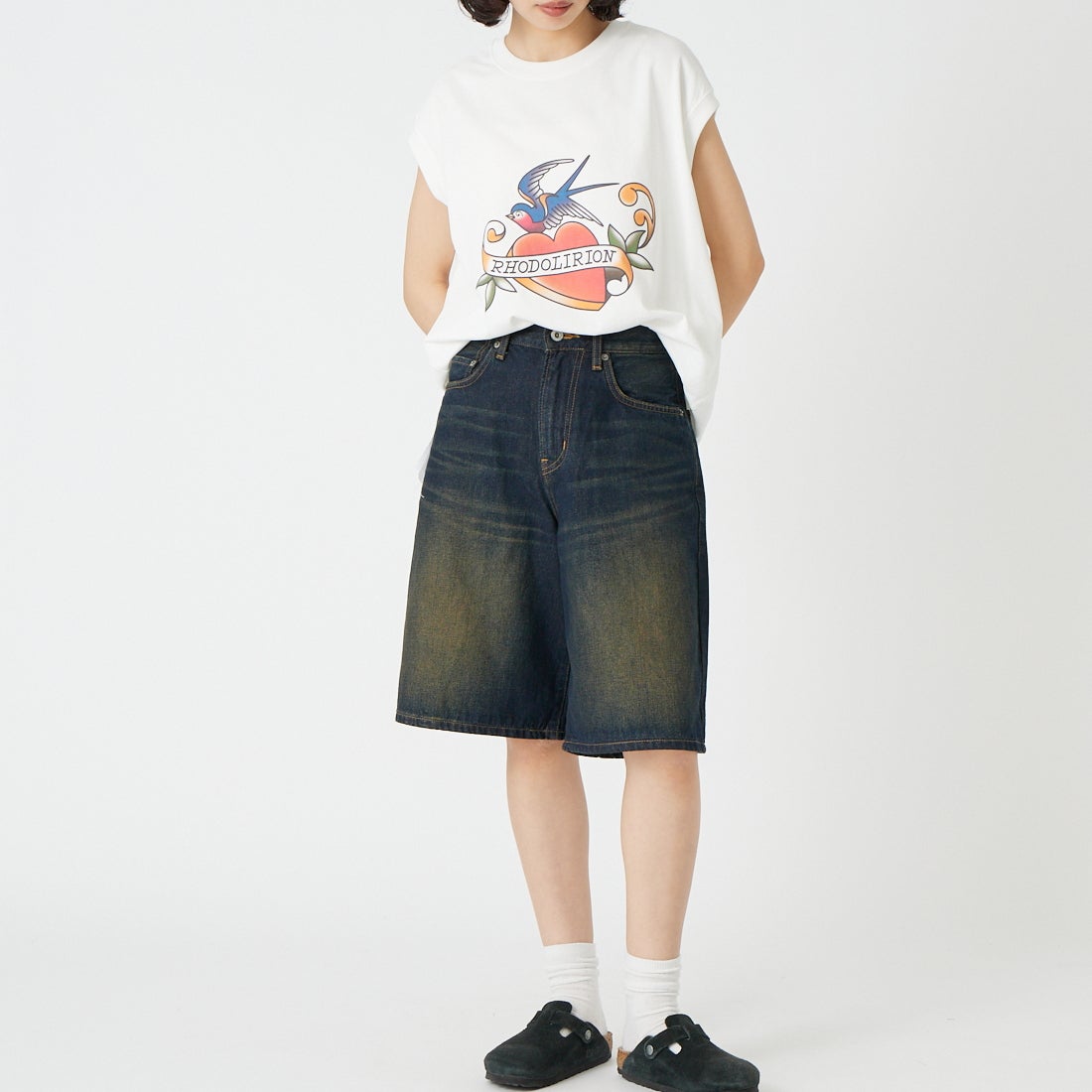 LIBERTO [リベルト] 別注 ALBANY デニムショーツ [FL2509-JF] 05 &&モデル身長：162cm 着用サイズ：XS&&