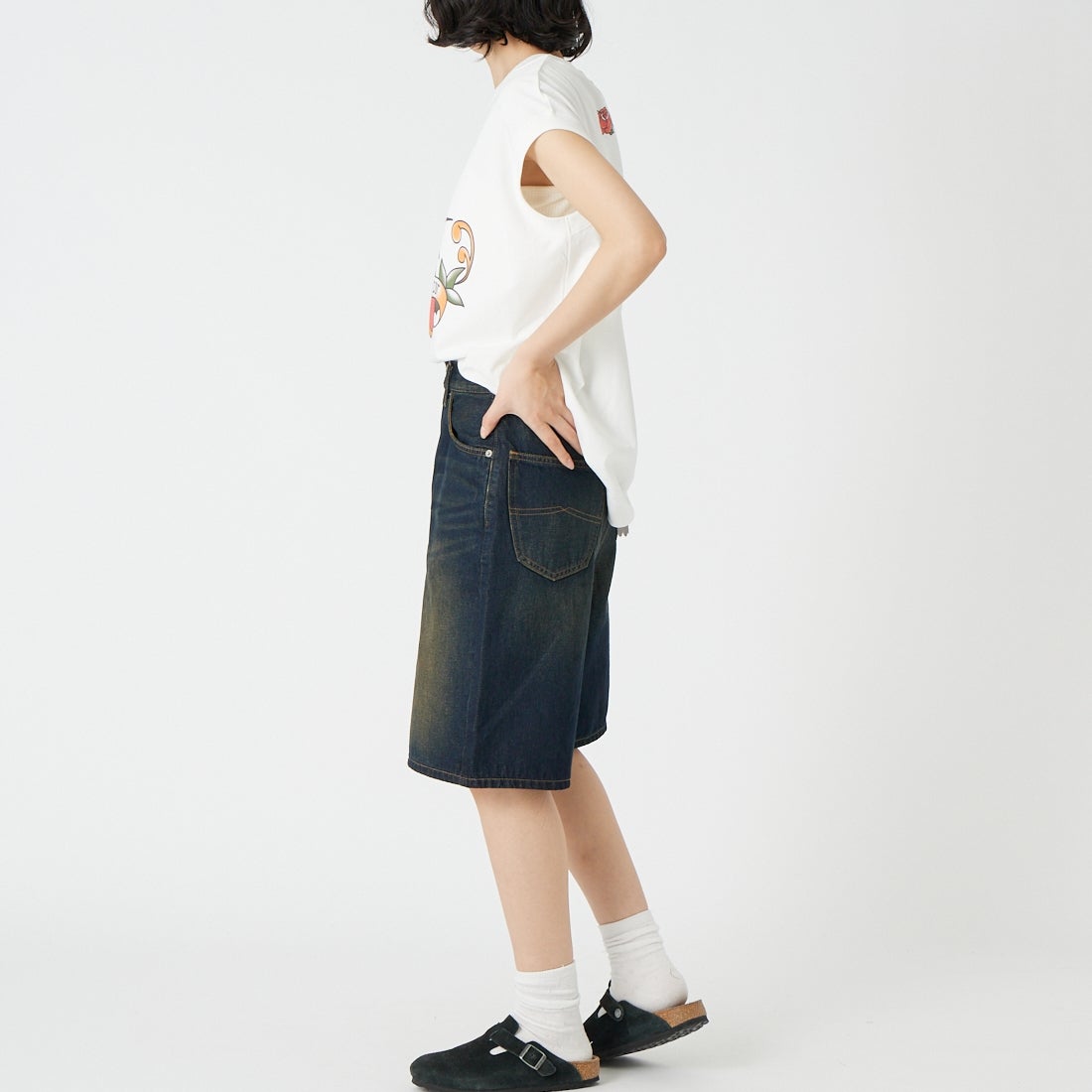 LIBERTO [リベルト] 別注 ALBANY デニムショーツ [FL2509-JF] 05 &&モデル身長：162cm 着用サイズ：XS&&