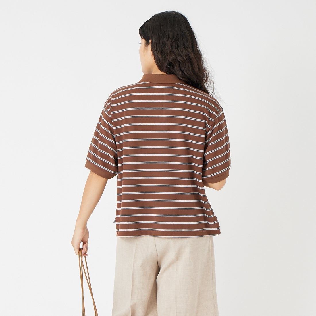 L.L.BEAN [エルエルビーン] トロイ ショートスリーブ ポロシャツ [6275-4138] 93 BRN/SAX &&モデル身長：162cm 着用サイズ：M&&