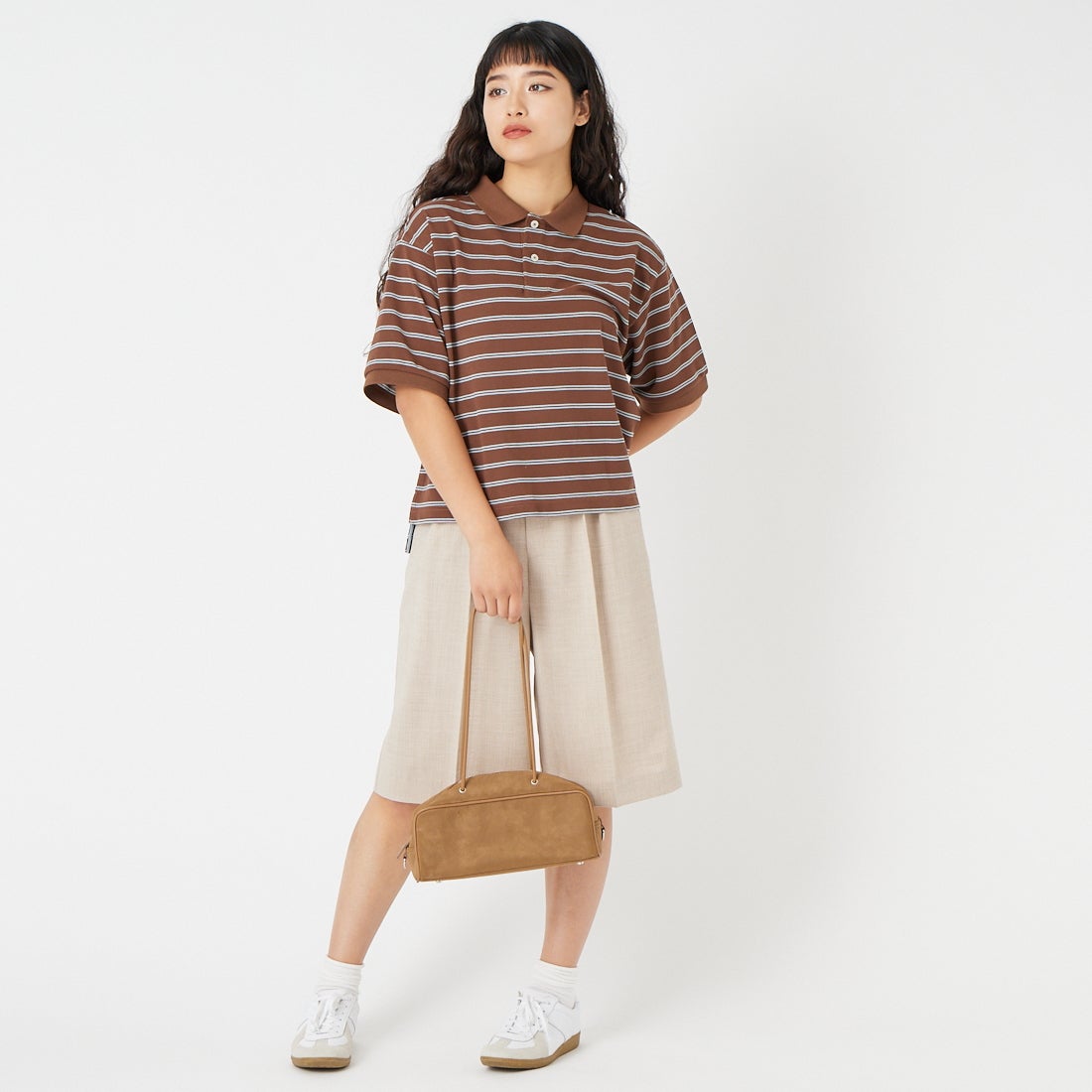 L.L.BEAN [エルエルビーン] トロイ ショートスリーブ ポロシャツ [6275-4138] 93 BRN/SAX &&モデル身長：162cm 着用サイズ：M&&