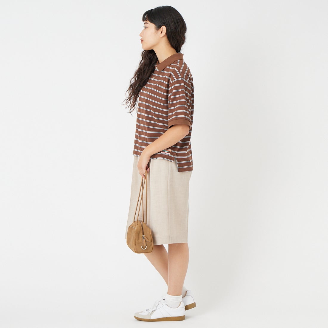 L.L.BEAN [エルエルビーン] トロイ ショートスリーブ ポロシャツ [6275-4138] 93 BRN/SAX &&モデル身長：162cm 着用サイズ：M&&