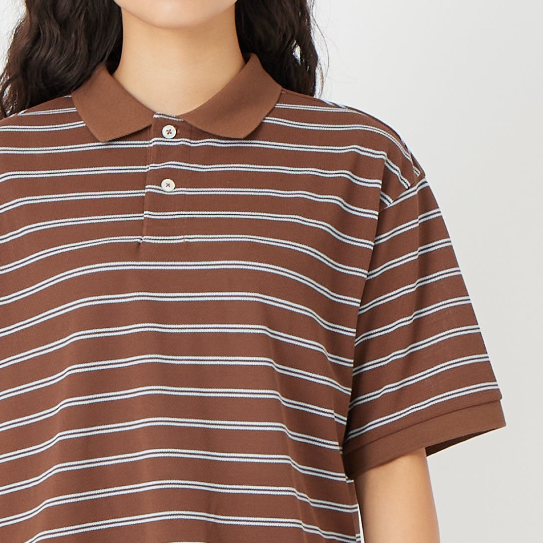 L.L.BEAN [エルエルビーン] トロイ ショートスリーブ ポロシャツ [6275-4138] 93 BRN/SAX &&モデル身長：162cm 着用サイズ：M&&