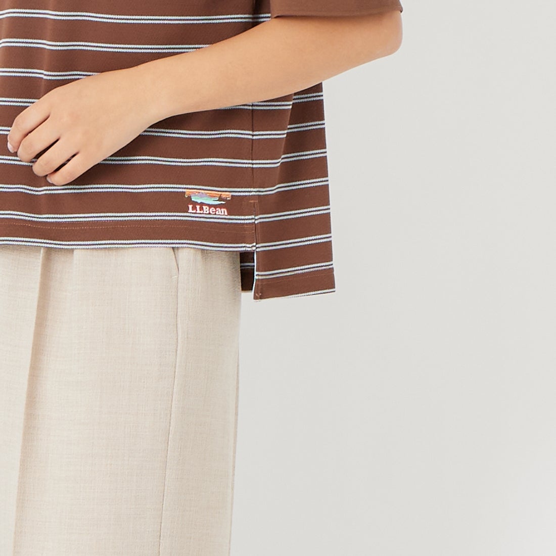 L.L.BEAN [エルエルビーン] トロイ ショートスリーブ ポロシャツ [6275-4138] 93 BRN/SAX &&モデル身長：162cm 着用サイズ：M&&