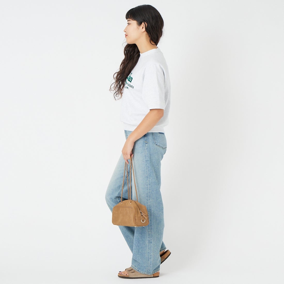 L.L.BEAN [エルエルビーン] ポーテージ ショートスリーブ スウェットシャツ [6275-4134] 19 BIRCH &&モデル身長：162cm 着用サイズ：M&&