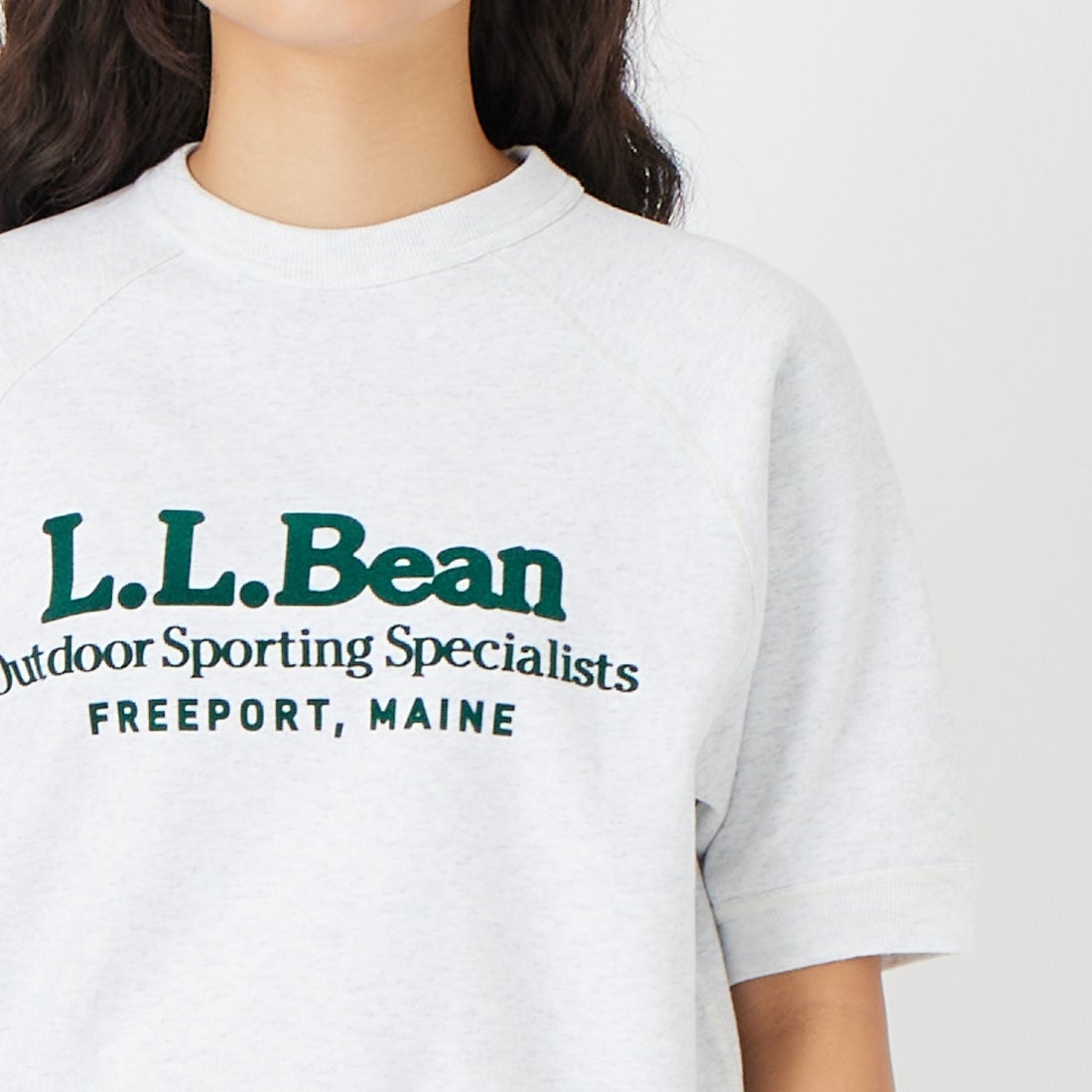 L.L.BEAN [エルエルビーン] ポーテージ ショートスリーブ スウェットシャツ [6275-4134] 19 BIRCH &&モデル身長：162cm 着用サイズ：M&&