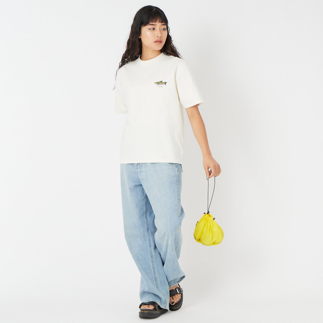 L.L.BEAN [エルエルビーン] モリル ショートスリーブ チェスト グラフィック Tシャツ [6275-4141] 09 R.TROUT &&モデル身長：162cm 着用サイズ：M&&